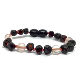 Pulseira – Tornozeleira de Âmbar Cherry e Quartz Rosa Adulto